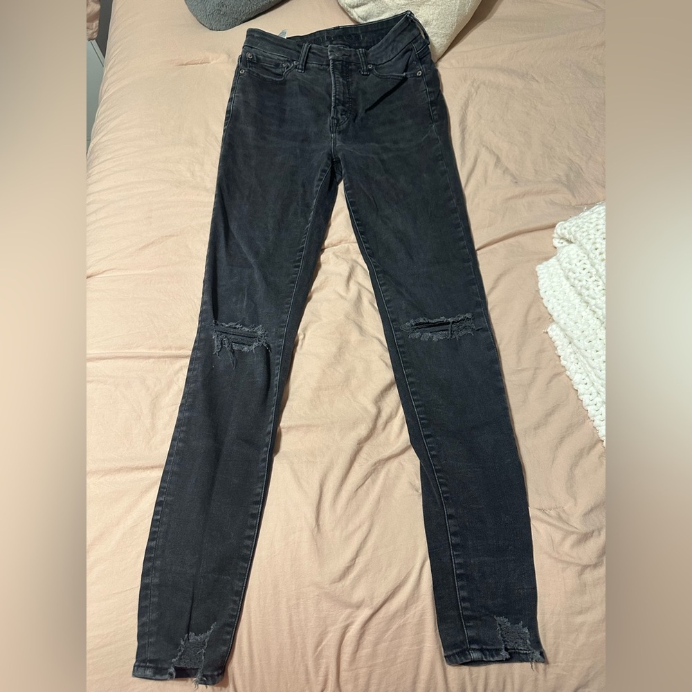 American Eagle Outfitters Black Distressed Skinny Jeans